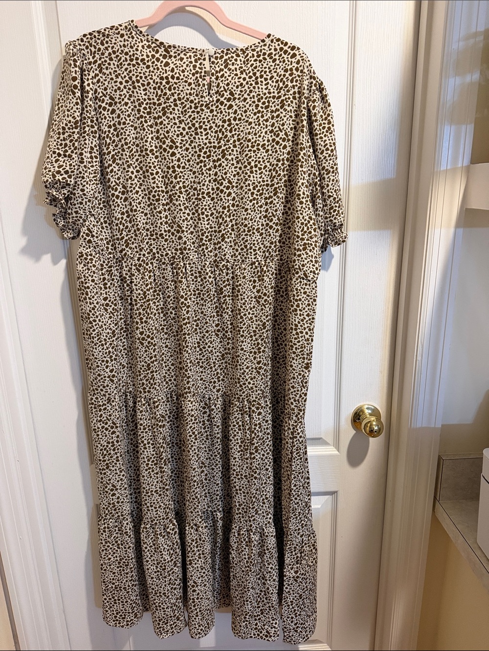 Leopard Print Tiered Midi Dress - Cream & Black - Picture 4 of 6